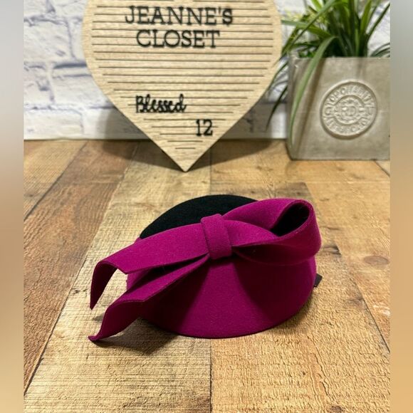 Frank Olive Vintage 100% wool magenta black Ladies Hat Private collection main image 10